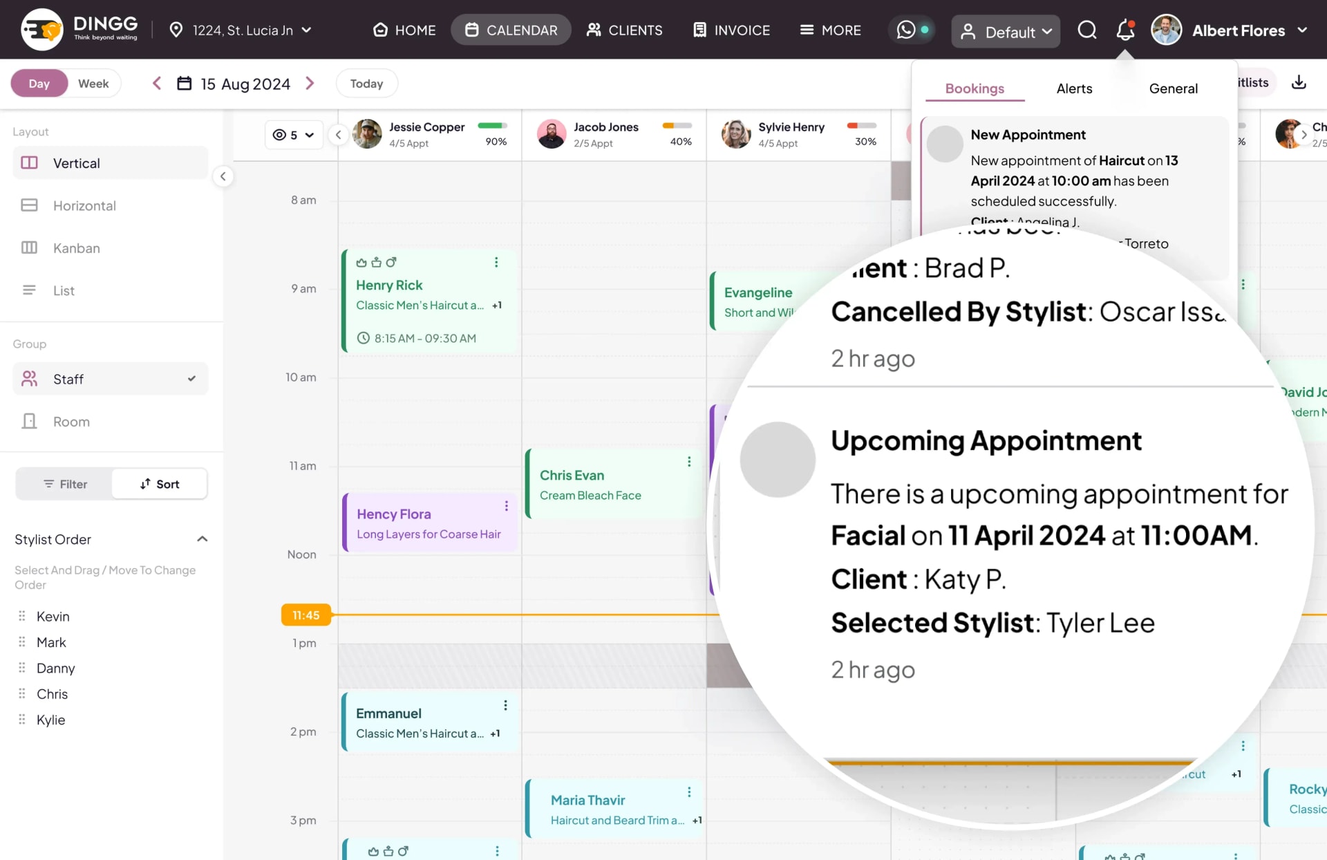 Automatic reminders for Bookings